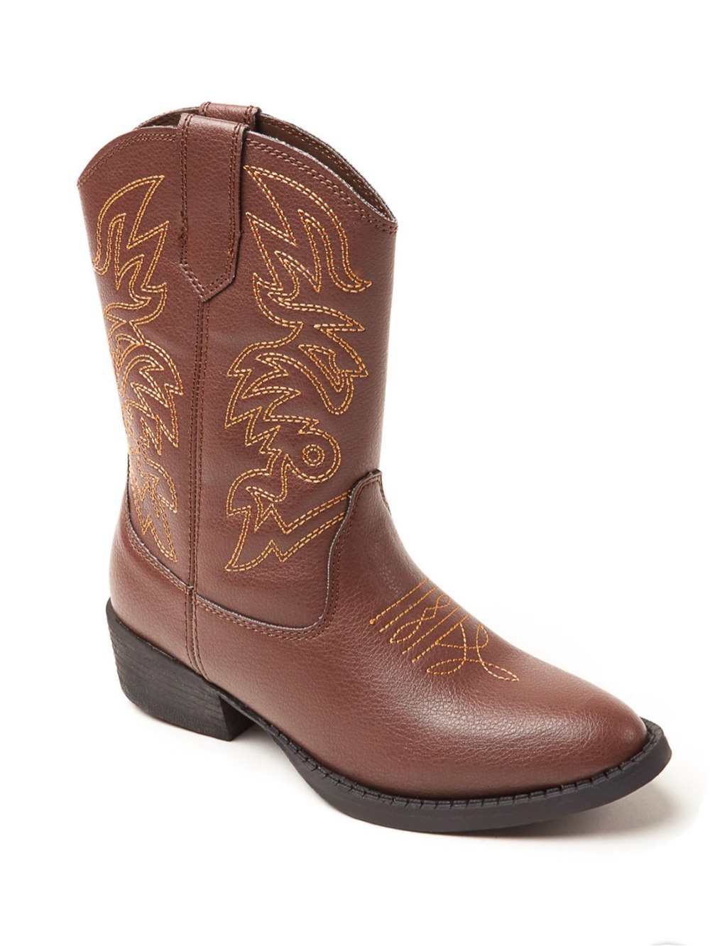 Deer Stags Brown Kids Western Cowboy Boot Gold Stitching 2M Unisex Light New